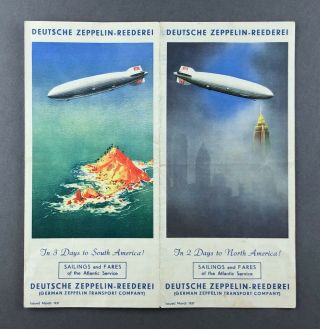 Deutsche Zeppelin Reederei Timetable March 1937 Hindenburg Airship Graff Dzr