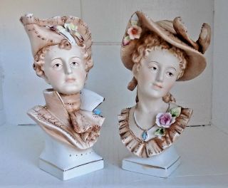 French - Style Woman And Man Set Of Russian (?) Head Vases