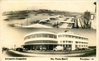 Aeroporto Congonhas Sao Paulo Brazil Sharp Multi - Image Rppc Postcard,  C.  1945