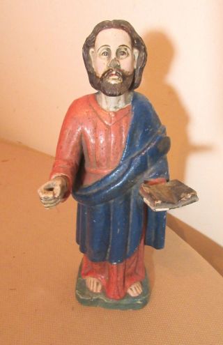 antique 1800s polychromed religious Jesus Christ carved wood sculpture Santos 2