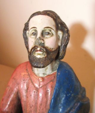 antique 1800s polychromed religious Jesus Christ carved wood sculpture Santos 3