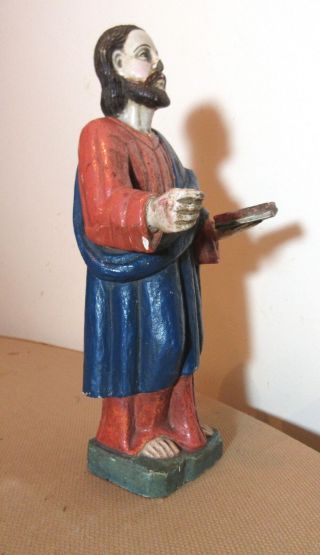 antique 1800s polychromed religious Jesus Christ carved wood sculpture Santos 6