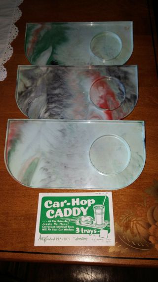 Vintage 1950 ' s Car - Hop Caddy Drive In Window Trays Old Stock 3