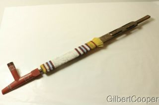 Sioux Catlinite Pipe And Beaded Pipe Stem