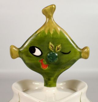 RARE Vtg 1958 Holt Howard Pixieware Ceramic Green COCKTAIL OLIVES Jar and Spoon 3