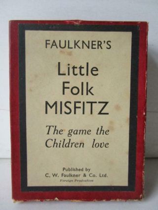 Antique Faulkners Little Folk Misfitz Card Game With Instr And Box.  1910