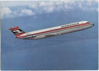 Germanair Bac1 - 11 Large Airline Issue Post Card One - Eleven