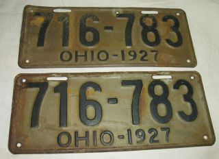 1927 Ohio Un - Restored Vintage License Plate Matched Pair Number 716 - 783