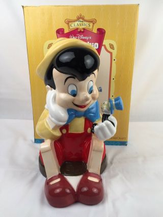 Retired Disney Pinocchio & Jiminy Cricket Cookie Jar Treasure Craft