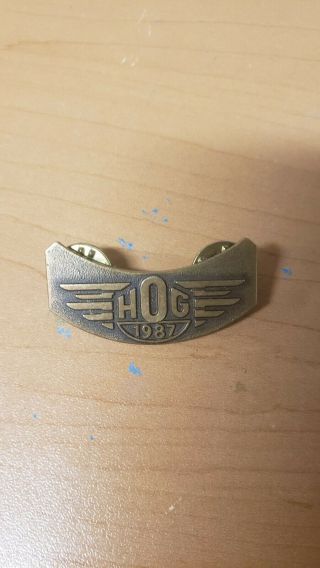 1987 Harley Davidson Hog Owners Group Hat Lapel Pin
