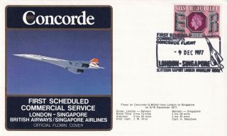 (28749) Gb Cover Concorde 1st Service London Singapore 1985