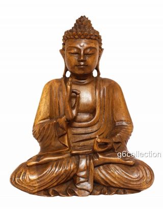 20 " Large Heavy Hand Carved Wooden Serene Meditating Buddha Art Statue Sculpture