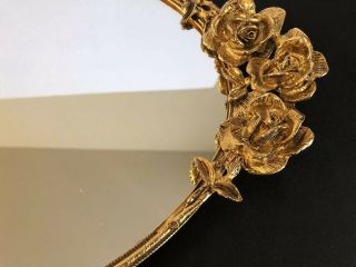 Large VINTAGE ROSE GILT GOLD (Brass) VANITY DRESSER MIRROR TRAY 21 