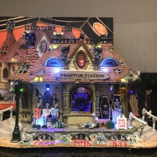 Lemax Spooky Town Phantom Station Halloween Village W/ Lights And Sound