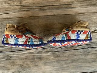 19th Century Sioux Ceremonial Child ' s Moccasins Sinew Sewn - 100 AUTHENTIC 3