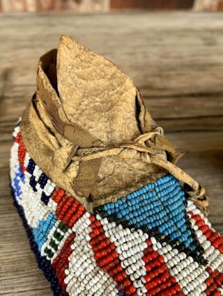 19th Century Sioux Ceremonial Child ' s Moccasins Sinew Sewn - 100 AUTHENTIC 4