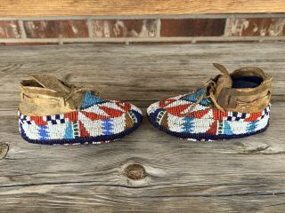19th Century Sioux Ceremonial Child ' s Moccasins Sinew Sewn - 100 AUTHENTIC 8