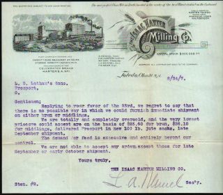1907 Toledo Ohio - Isaac Harter Milling Co - Rare Letter Head History