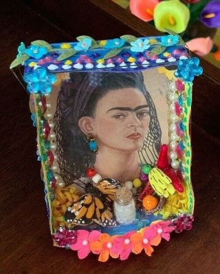 Frida Kahlo Craft Frame Mexican Folk Art 3D Diorama ShadowBox 3’X5’One Of A Kind 3