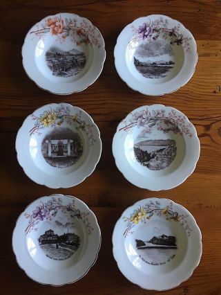 Sitka Alaska 1910s Set Of 6 Different Souvenir Dishes Plates Saucers