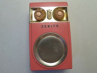Vintage Zenith Pink Royal 500 Transistor Radio Not
