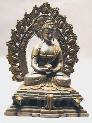 PEWTER BRASS BUDDHA MEDITATION SEATED FIGURE STATUE RELIGIOUS PROTECTION ETHNIX 2