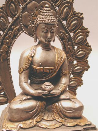 PEWTER BRASS BUDDHA MEDITATION SEATED FIGURE STATUE RELIGIOUS PROTECTION ETHNIX 3