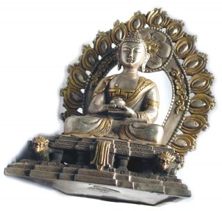PEWTER BRASS BUDDHA MEDITATION SEATED FIGURE STATUE RELIGIOUS PROTECTION ETHNIX 4