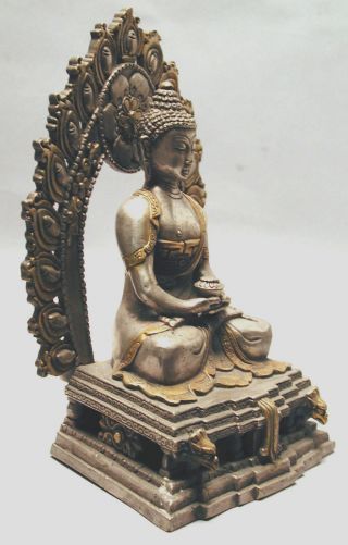 PEWTER BRASS BUDDHA MEDITATION SEATED FIGURE STATUE RELIGIOUS PROTECTION ETHNIX 5
