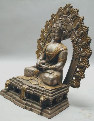 PEWTER BRASS BUDDHA MEDITATION SEATED FIGURE STATUE RELIGIOUS PROTECTION ETHNIX 6