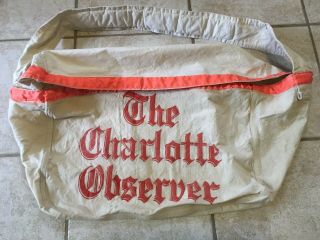 Rare Vintage The Charlotte Observer Paperboy Canvas Newspaper Delivery Bag
