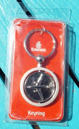Emirates Swivel Key Ring.  Aircraft / Emirates on each Side.  Airline Aviation. 3