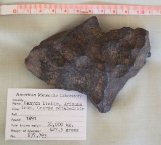 Canyon Diablo Iron Meteorite (iab),  544 G. ,  G.  Huss H37.  793,  Regmaglypts