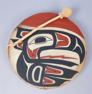 Estate Found Nick Vonda Iii Juneau Alaska Thunderbird Tlingit Nw Indian Drum