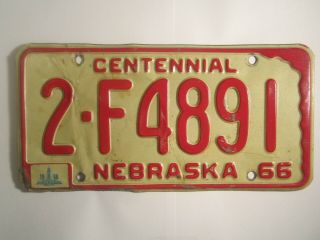 License Plate Car Tag 1966 1968 Nebraska 2 F4891 [z281a]