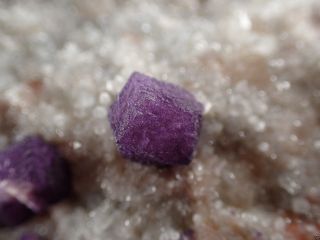 FLUORITE PURPLE DODECAHEDRONS ON QUARTZ RARE LOCALITY Buxieres,  FRANCE 2
