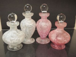 Pink /white Set Of 4 Fragrance Vanity Perfume Bottles