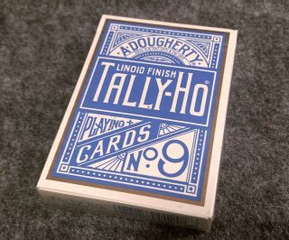 Limited Edition Rare Mr Maeda Light Blue Tally - Ho Circle - Back Playing Cards Deck