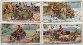 Motorcycles Allied Wwi Army Military Support Vehicles Four 1916 Trade Ad Cards