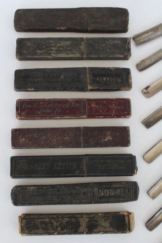 Antique Set of 8 Straight Razors and Boxes 2