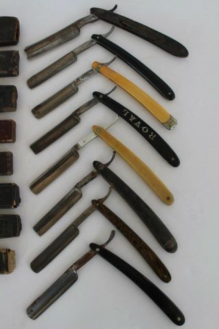 Antique Set of 8 Straight Razors and Boxes 3