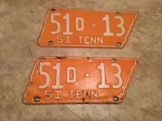 1951 Tennessee State Shaped License Plate