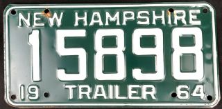 Hampshire 1964 Trailer License Plate 15898