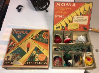 Antique 1920s Noma Christmas Lights W/box No.  145 Figural Mazda Lamps Rare