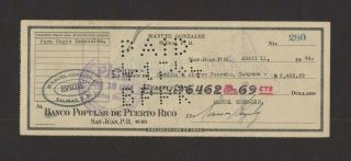 Vintage Bank Check / Banco Popular De Puerto Rico / 1944 2