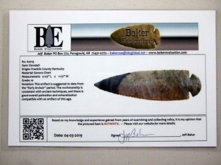 Fine Authentic 5 1/4 Inch Collector Grade Kentucky Dovetail Point Arrowheads 6
