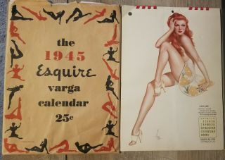 1945 Wwii Esquire Alberto Varga Pin - Up Victory Girl Complete Calendar & Envelope