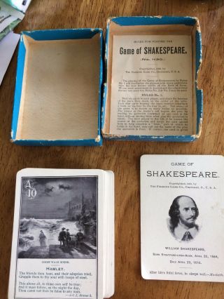 118 Year Old Playing Cards “the Game Of Shakespeare” No 1130 Copyrighted 1901”