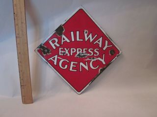 Railroad Train Sign Advertising Porcelain Metal Railway Antique