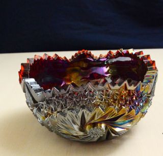 Electric Antique L.  E.  Smith Carnival Glass Bowl Amethyst